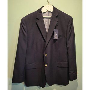 Lk New Mens Stafford Executive Classic Fit Wool Navy Blue Sportcoat Blazer 50r
